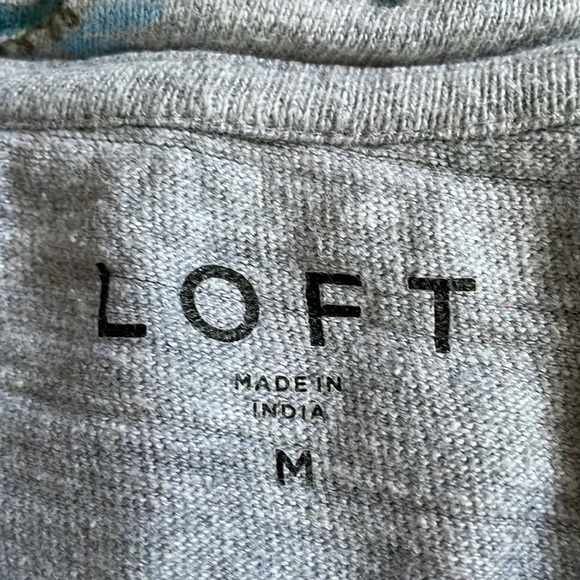 Loft Sweatshirt Womens Medium Gray Paisley Print Crewneck Cotton Boho Western - Picture 7 of 10